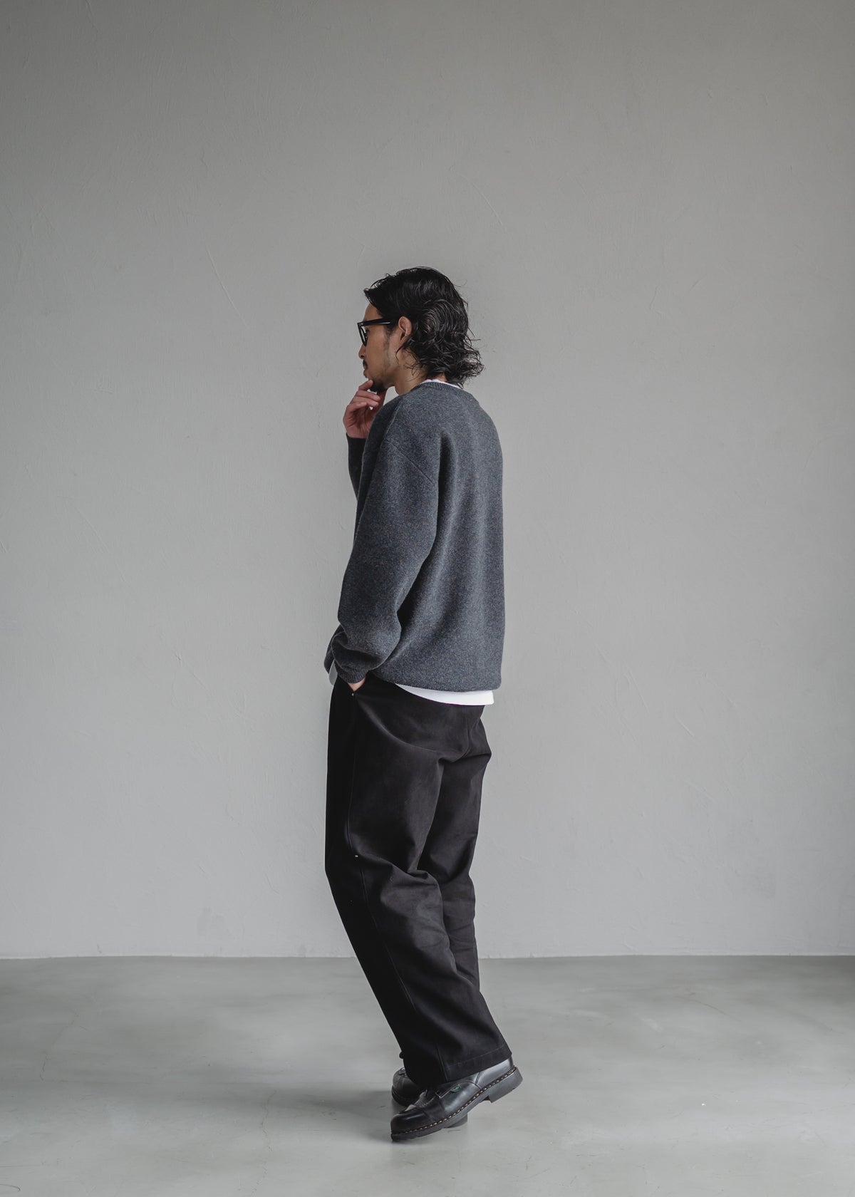 STUD CHINO  2-TUCK WIDE TROUSERS
