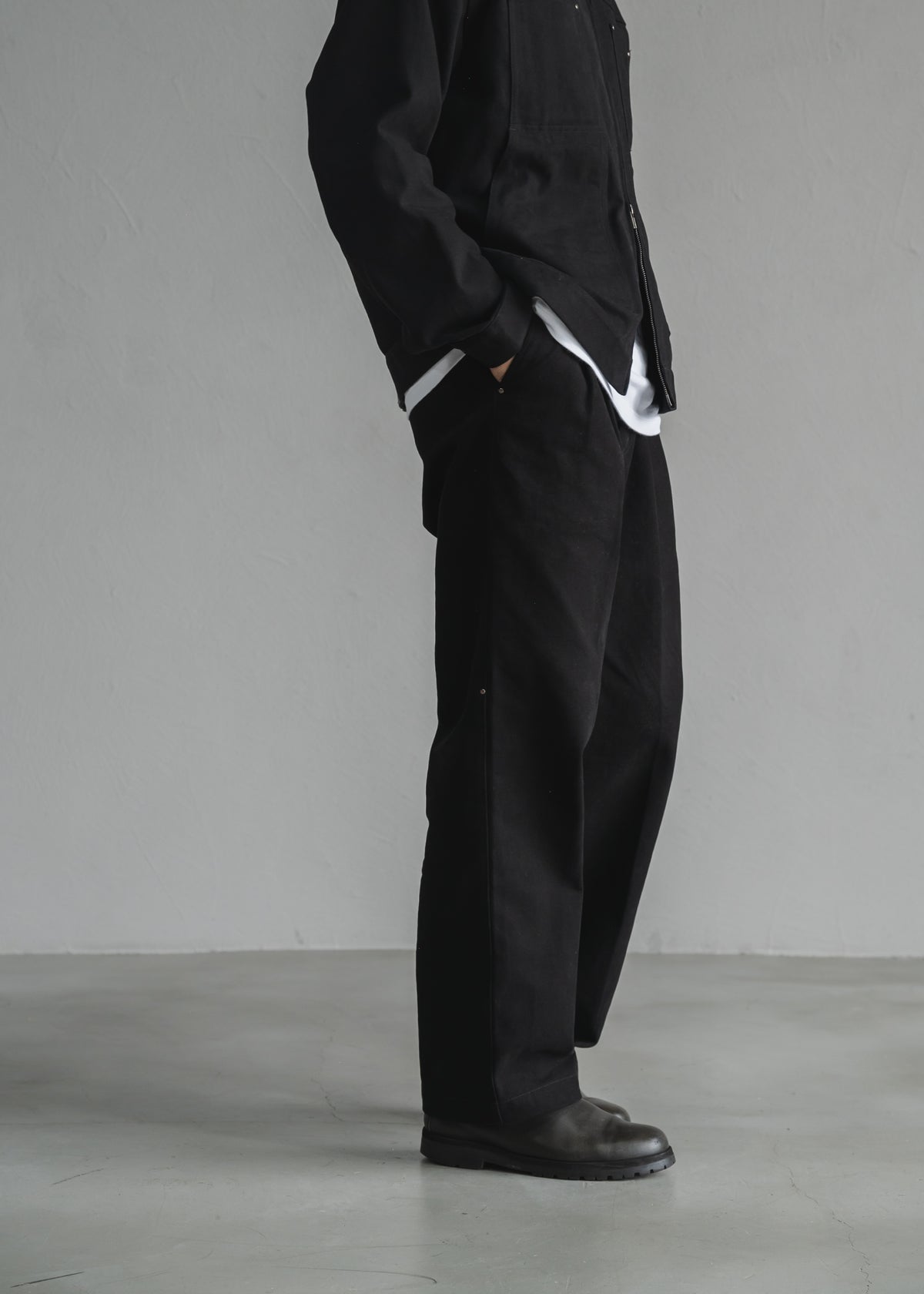 STUD CHINO  2-TUCK WIDE TROUSERS